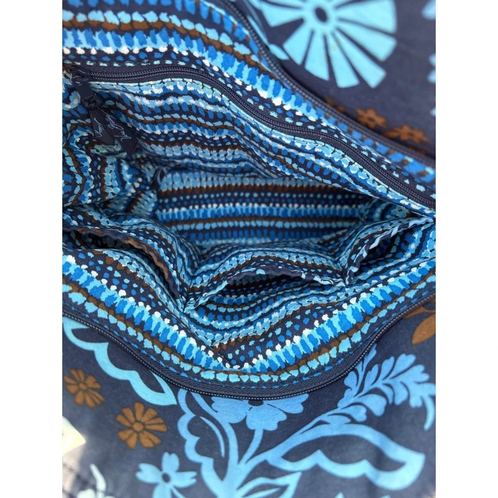 Vera Bradley Night and Day Quilted Floral Shoulder Bag Navy Blue Tote